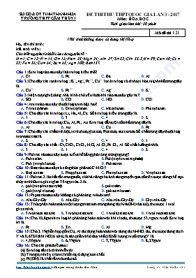 Đề thi thử THPT Quốc gia lần 3 môn Hóa học năm 2017 - Mã đề 121 - Trường THPT Cẩm Thủy I (Có đáp án)